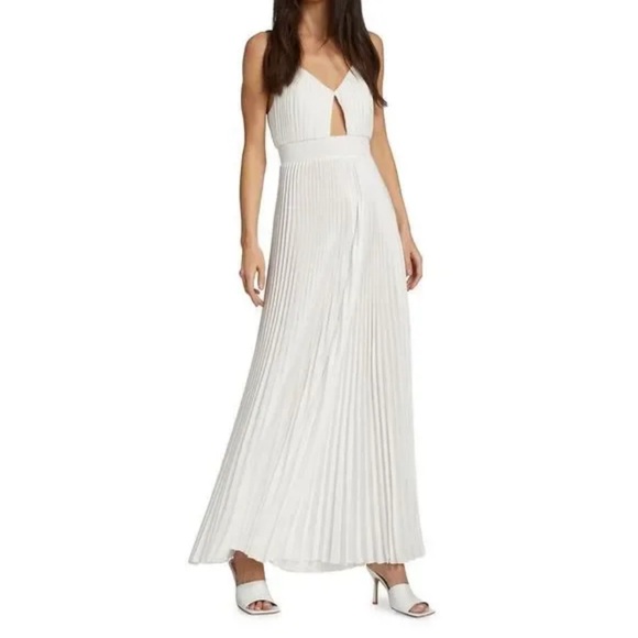 Alice + Olivia White Pleated Maxi Dress - Picture 1 of 7